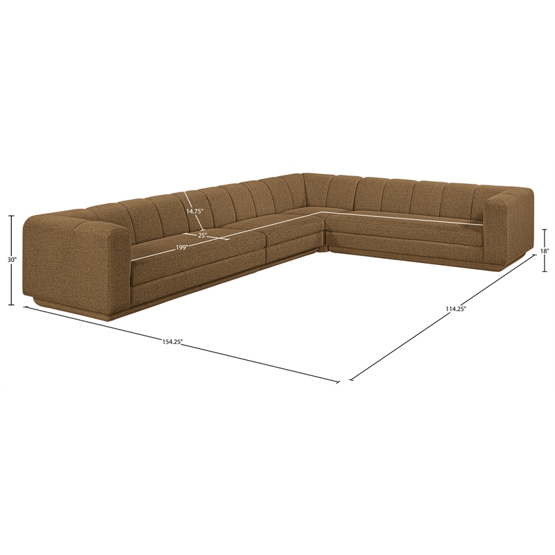 Meridian Furniture Modari Brown Fabric Upholstered 4pc. Modular Sectional