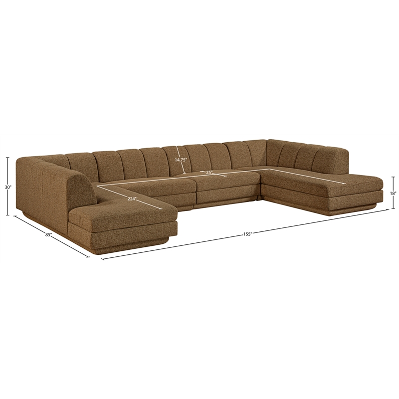 Meridian Furniture Modari Brown Fabric Upholstered 4pc. Modular Sectional