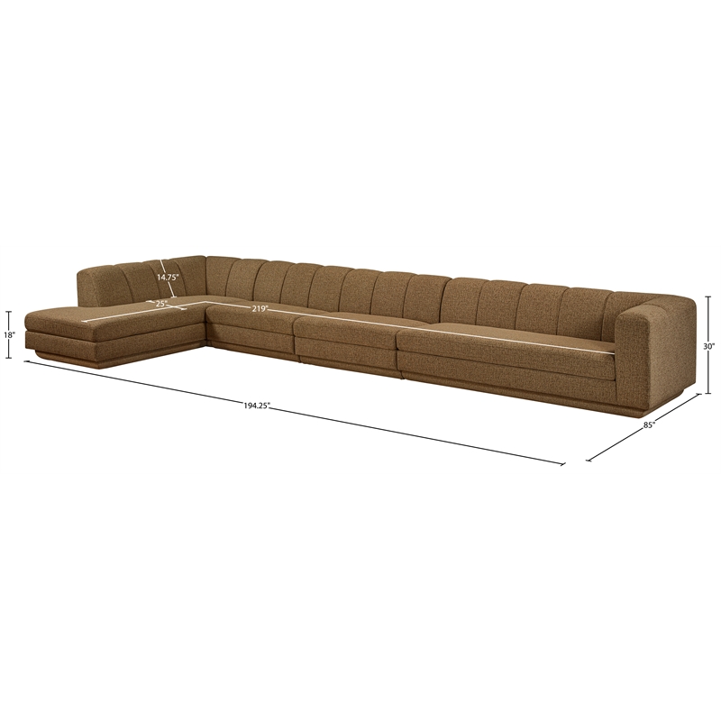 Meridian Furniture Modari Brown Fabric Upholstered 4pc. Modular Sectional