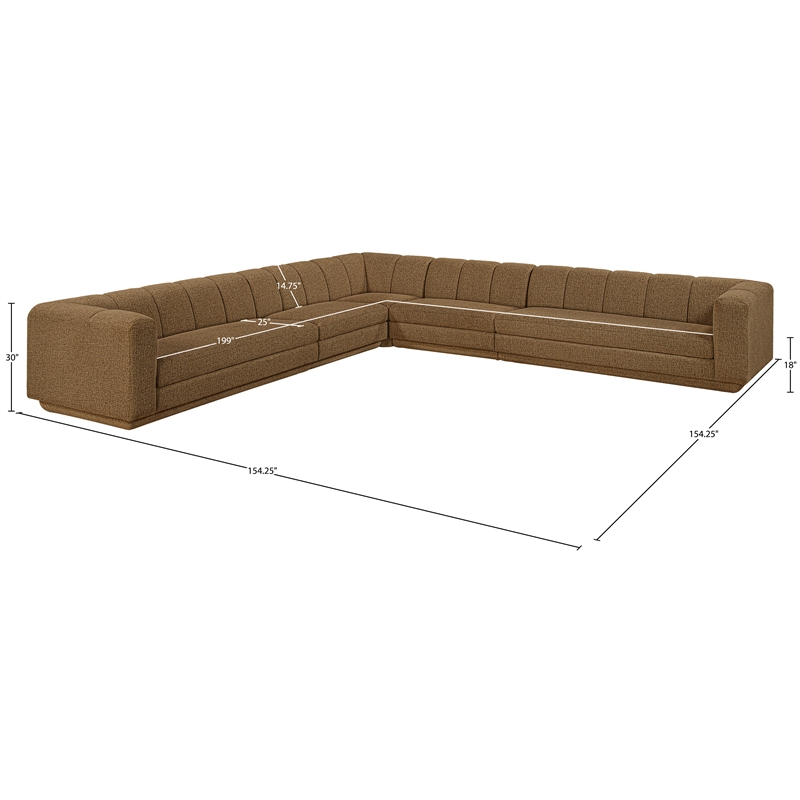 Meridian Furniture Modari Brown Fabric Upholstered 5pc. Modular Sectional