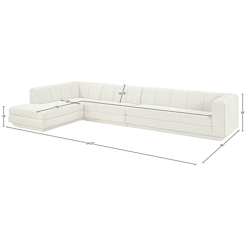 Meridian Furniture Modari Cream Fabric Upholstered 3pc. Modular Sectional
