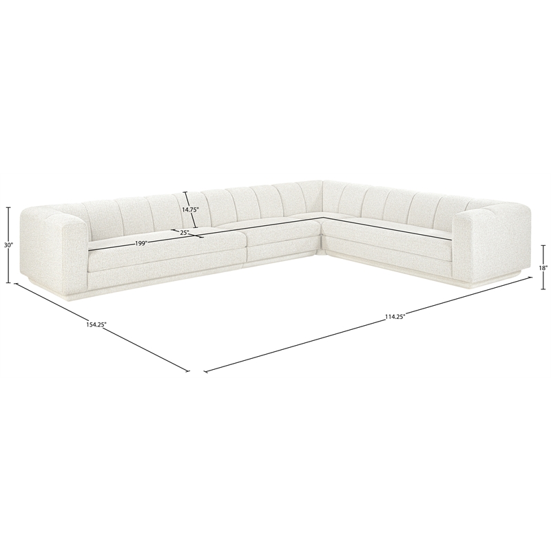 Meridian Furniture Modari Cream Fabric Upholstered 4pc. Modular Sectional