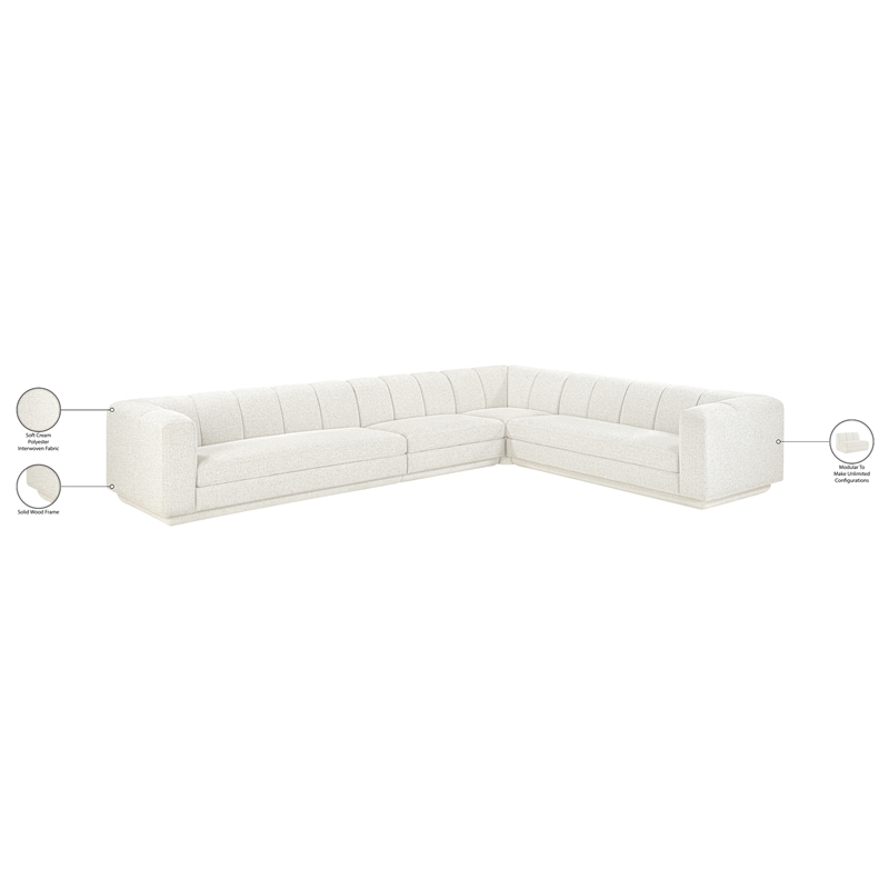 Meridian Furniture Modari Cream Fabric Upholstered 4pc. Modular Sectional