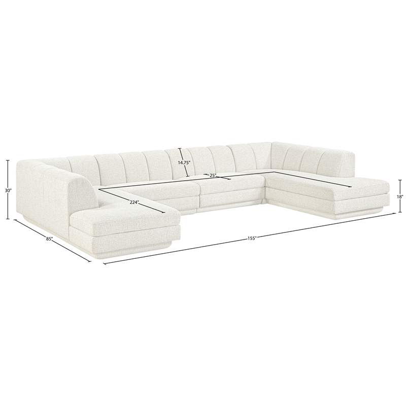 Meridian Furniture Modari Cream Fabric Upholstered 4pc. Modular Sectional