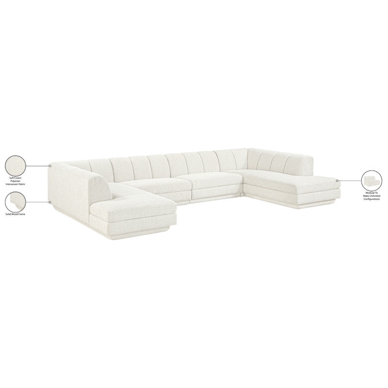 Meridian Furniture Modari Cream Fabric Upholstered 4pc. Modular Sectional