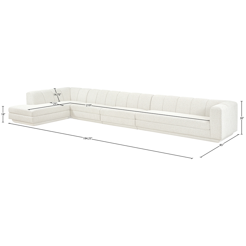 Meridian Furniture Modari Cream Fabric Upholstered 4pc. Modular Sectional