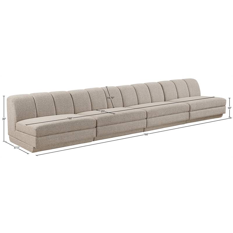 Meridian Furniture Modari Beige Fabric Upholstered 4pc. Modular Sofa