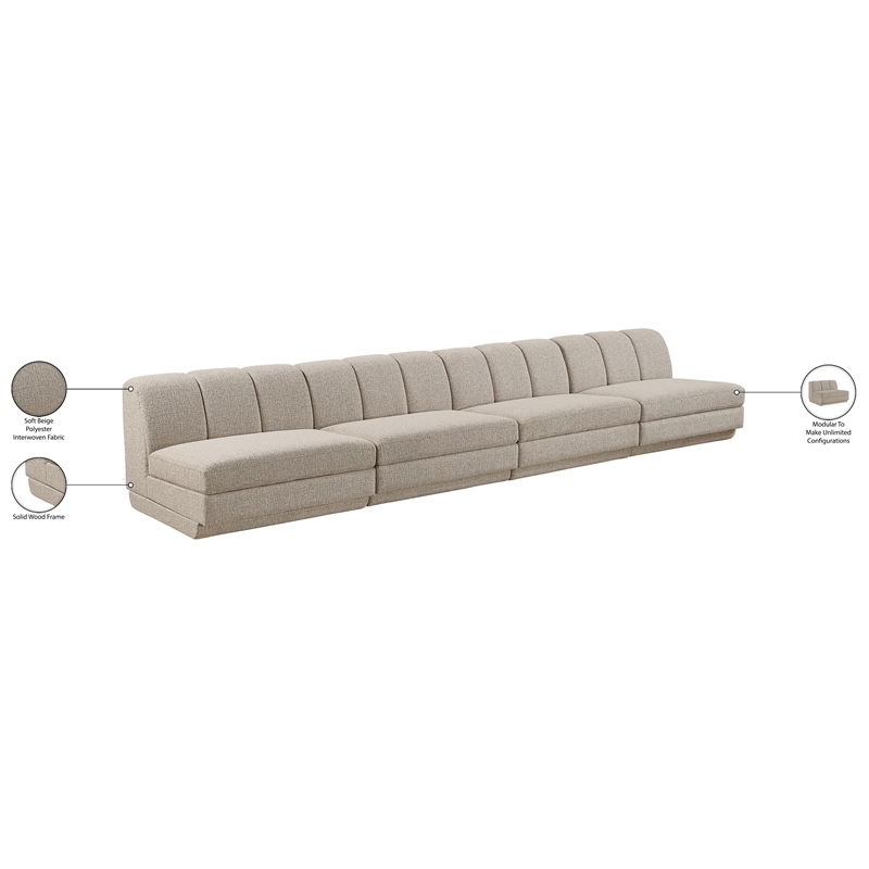 Meridian Furniture Modari Beige Fabric Upholstered 4pc. Modular Sofa