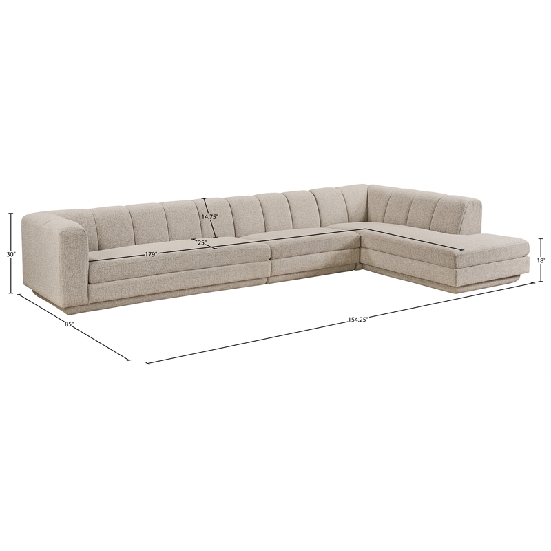 Meridian Furniture Modari Beige Fabric Upholstered 3pc. Modular Sectional