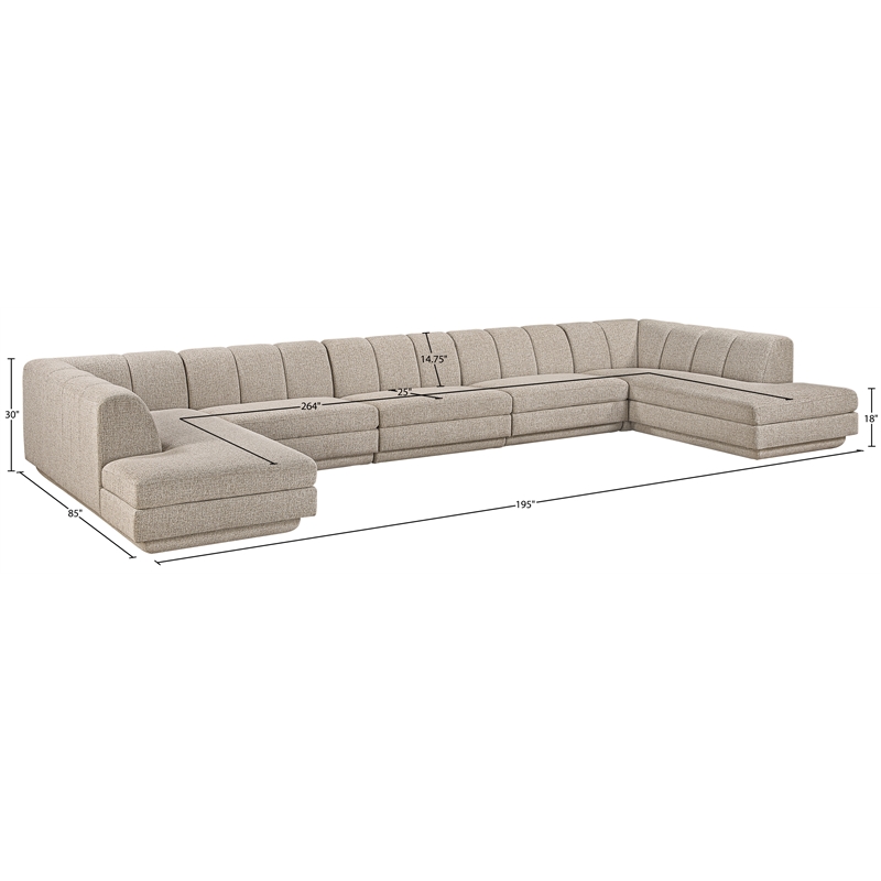 Meridian Furniture Modari Beige Fabric Upholstered 5pc. Modular Sectional