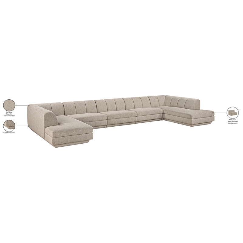 Meridian Furniture Modari Beige Fabric Upholstered 5pc. Modular Sectional