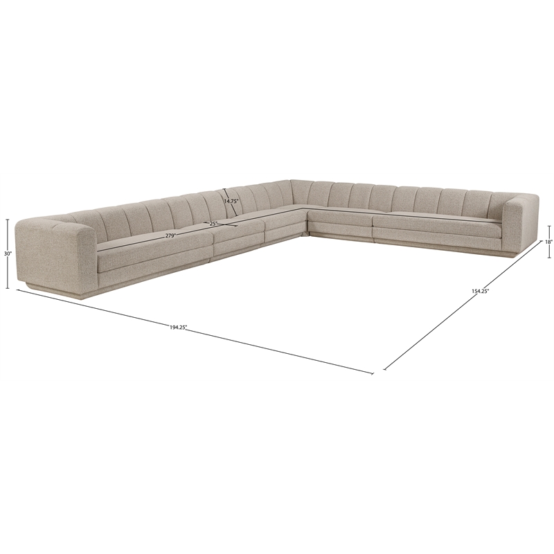 Meridian Furniture Modari Beige Fabric Upholstered 6pc. Modular Sectional