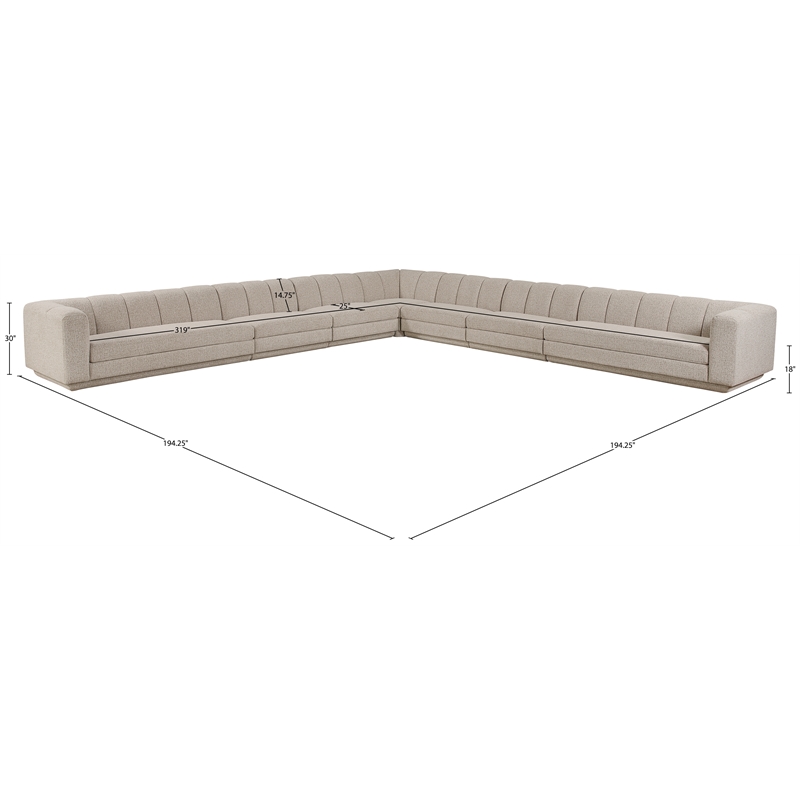 Meridian Furniture Modari Beige Fabric Upholstered 7pc. Modular Sectional
