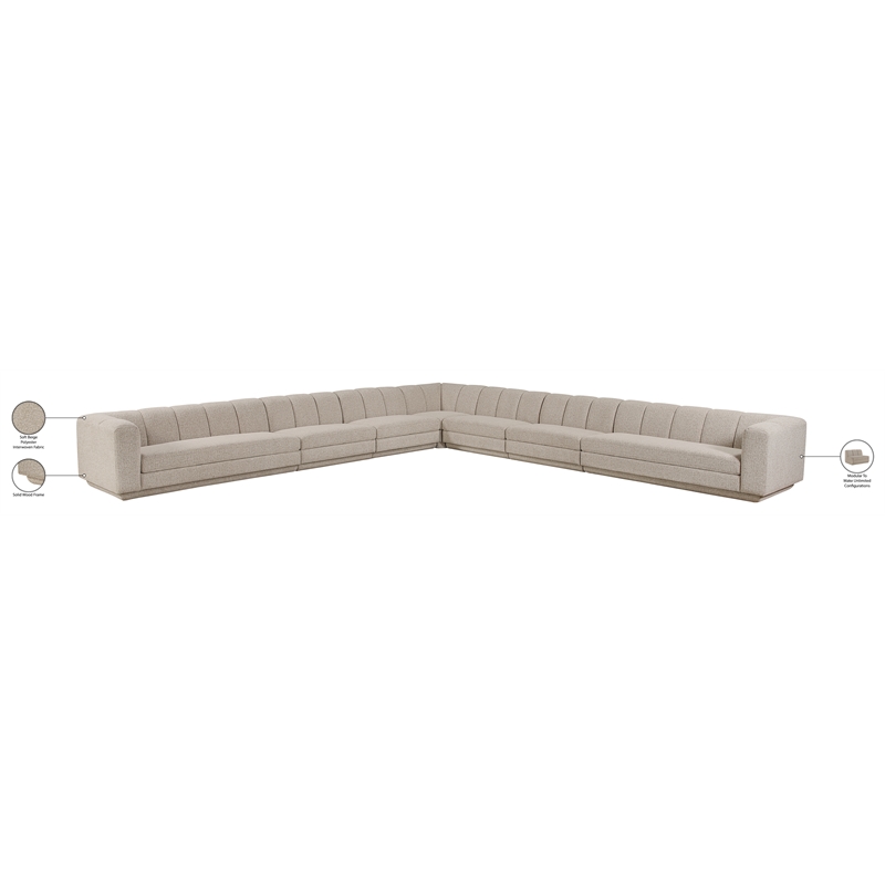 Meridian Furniture Modari Beige Fabric Upholstered 7pc. Modular Sectional