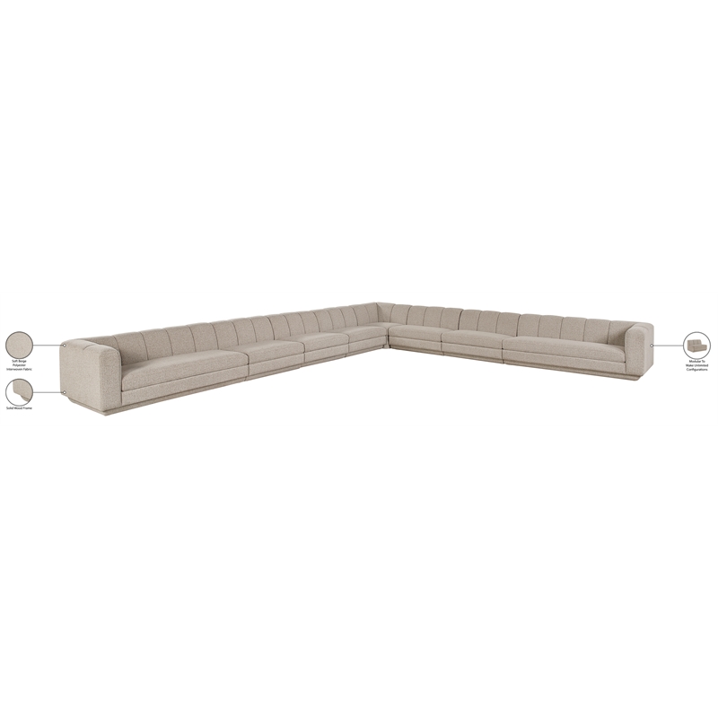 Meridian Furniture Modari Beige Fabric Upholstered 8pc. Modular Sectional