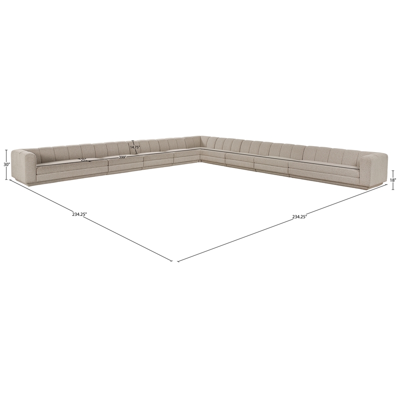 Meridian Furniture Modari Beige Fabric Upholstered 9pc. Modular Sectional
