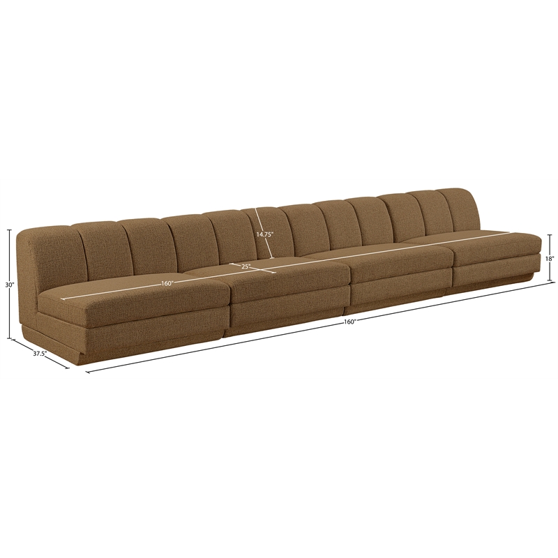 Meridian Furniture Modari Brown Fabric Upholstered 4pc. Modular Sofa