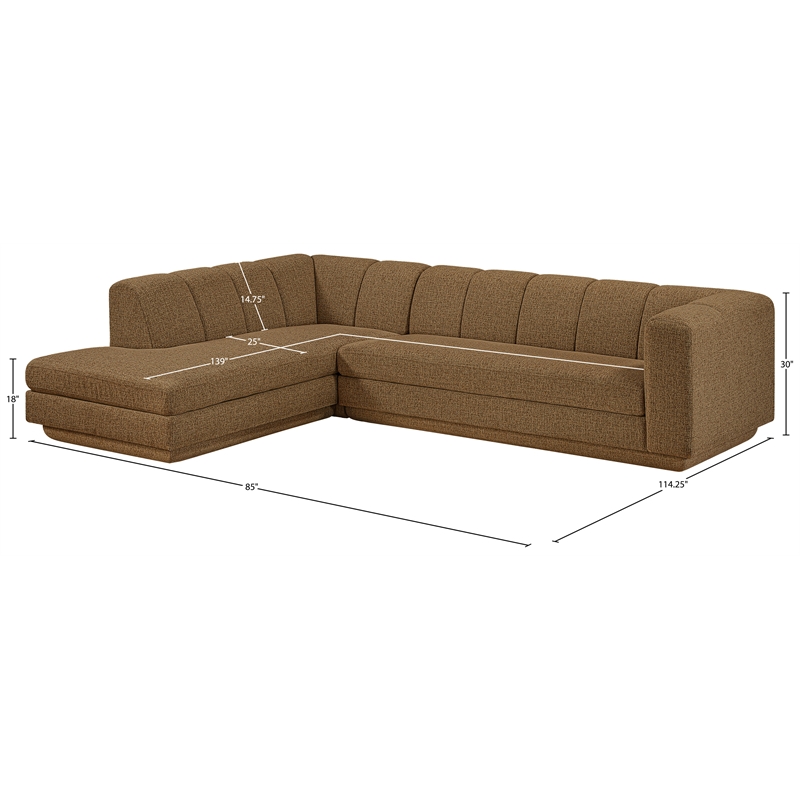Meridian Furniture Modari Brown Fabric Upholstered 2pc. Modular Sectional