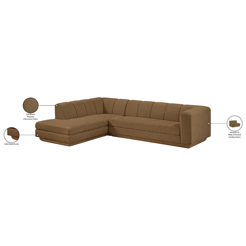 Meridian Furniture Modari Brown Fabric Upholstered 2pc. Modular Sectional