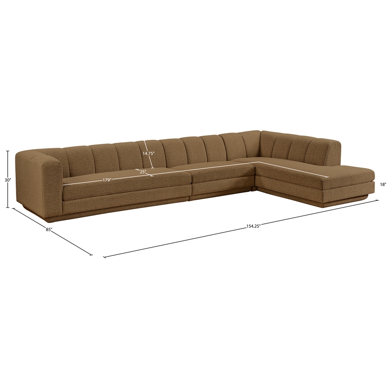 Meridian Furniture Modari Brown Fabric Upholstered 3pc. Modular Sectional
