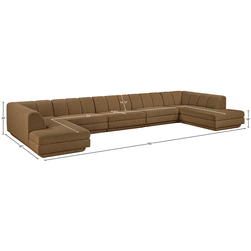 Meridian Furniture Modari Brown Fabric Upholstered 5pc. Modular Sectional