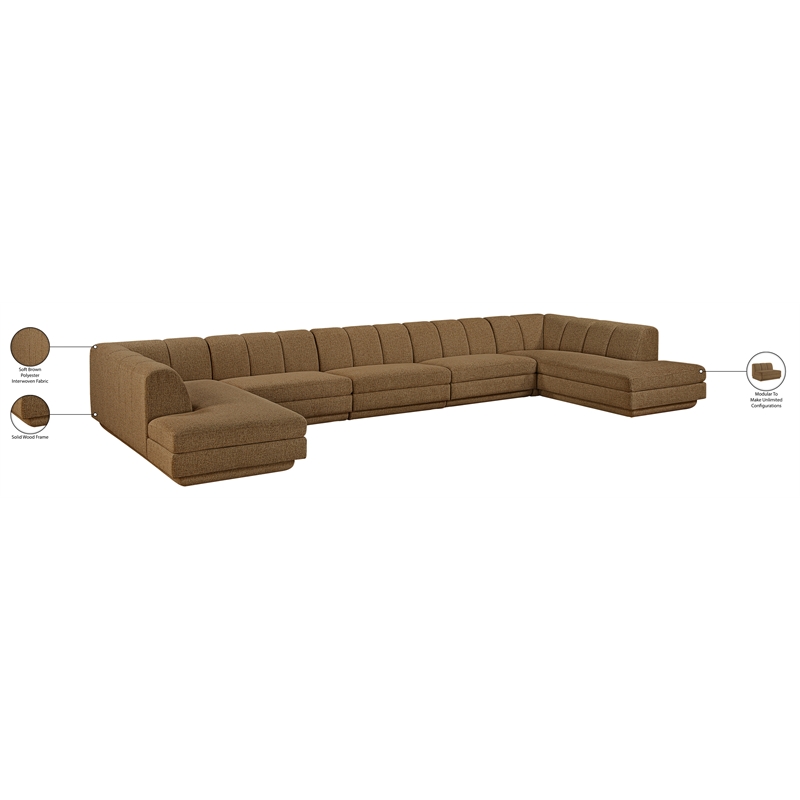 Meridian Furniture Modari Brown Fabric Upholstered 5pc. Modular Sectional