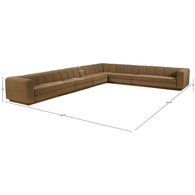 Meridian Furniture Modari Brown Fabric Upholstered 6pc. Modular Sectional