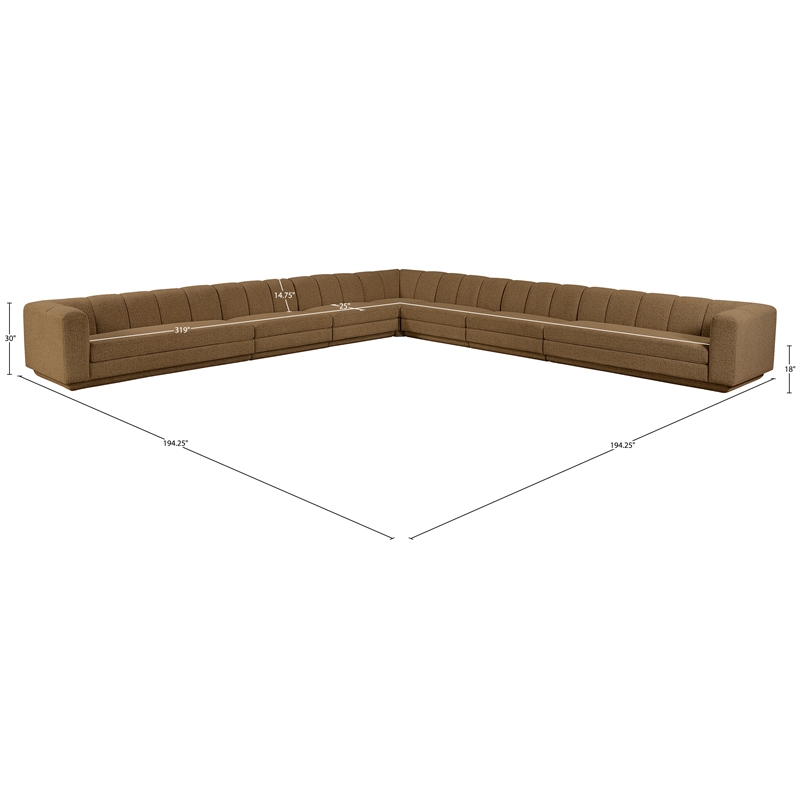 Meridian Furniture Modari Brown Fabric Upholstered 7pc. Modular Sectional