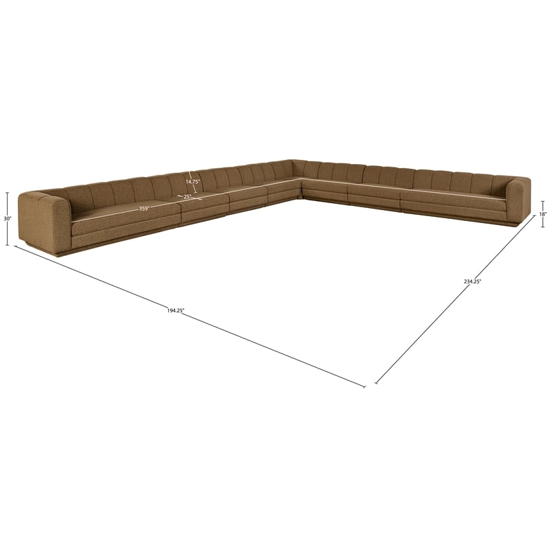Meridian Furniture Modari Brown Fabric Upholstered 8pc. Modular Sectional