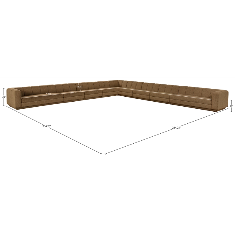 Meridian Furniture Modari Brown Fabric Upholstered 9pc. Modular Sectional