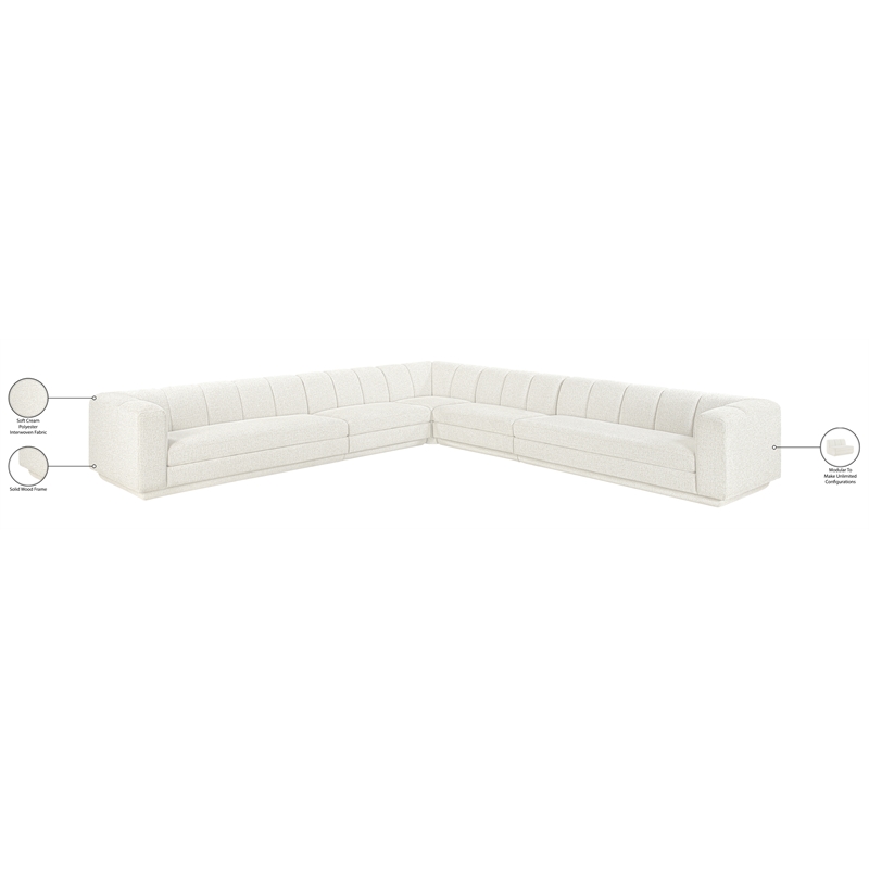 Meridian Furniture Modari Cream Fabric Upholstered 5pc. Modular Sectional