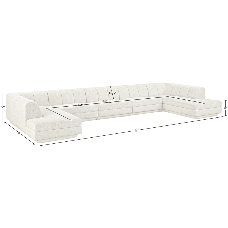 Meridian Furniture Modari Cream Fabric Upholstered 5pc. Modular Sectional