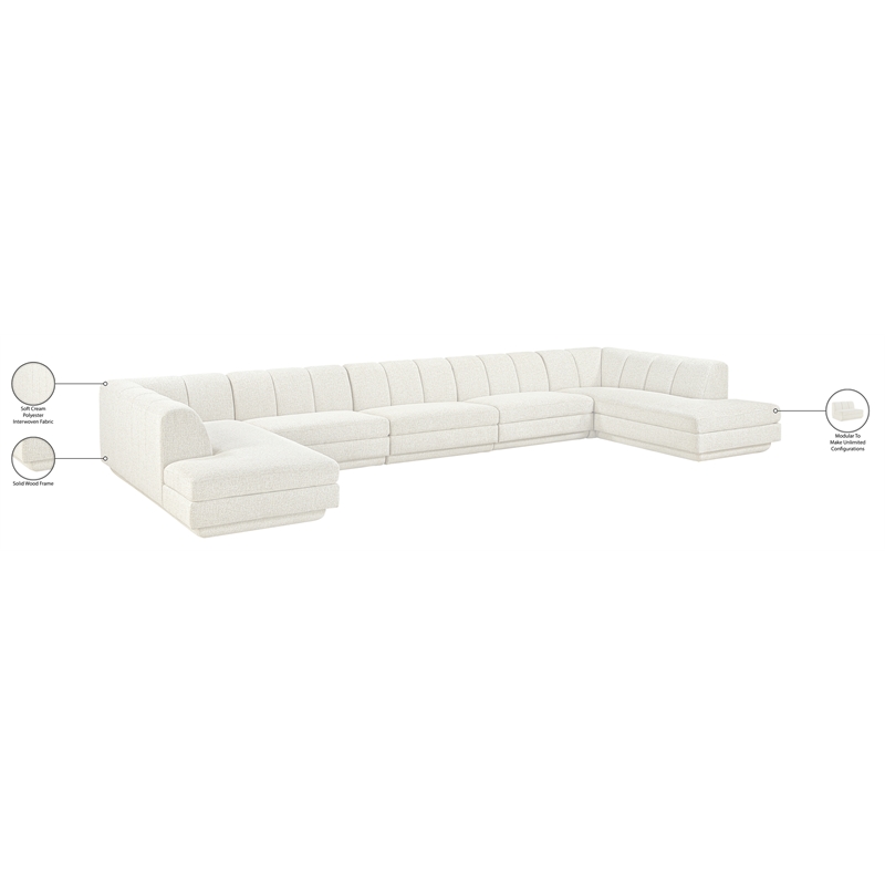 Meridian Furniture Modari Cream Fabric Upholstered 5pc. Modular Sectional