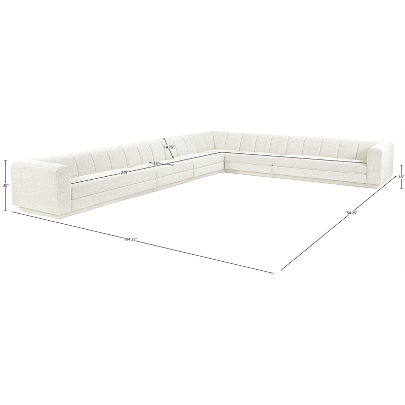 Meridian Furniture Modari Cream Fabric Upholstered 6pc. Modular Sectional