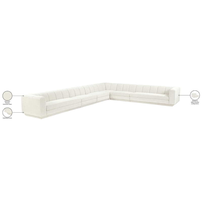 Meridian Furniture Modari Cream Fabric Upholstered 6pc. Modular Sectional