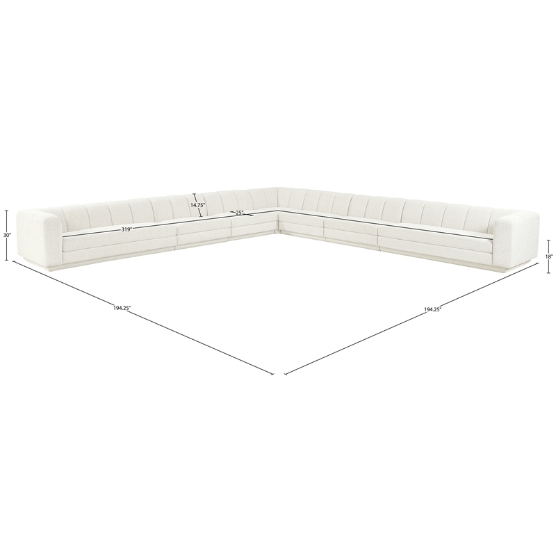 Meridian Furniture Modari Cream Fabric Upholstered 7pc. Modular Sectional