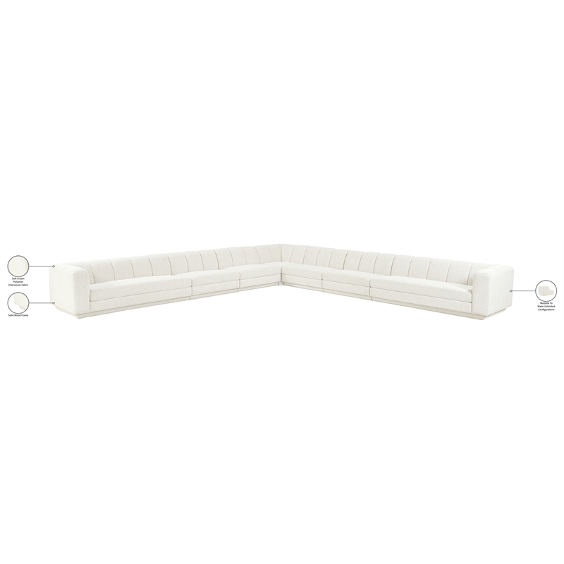 Meridian Furniture Modari Cream Fabric Upholstered 7pc. Modular Sectional