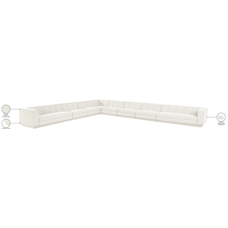 Meridian Furniture Modari Cream Fabric Upholstered 8pc. Modular Sectional