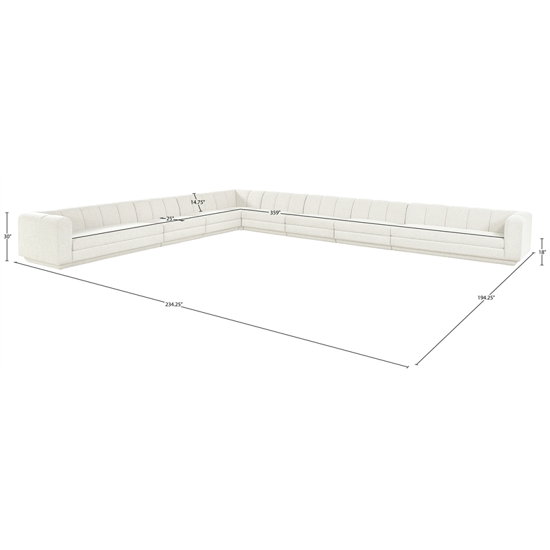 Meridian Furniture Modari Cream Fabric Upholstered 8pc. Modular Sectional