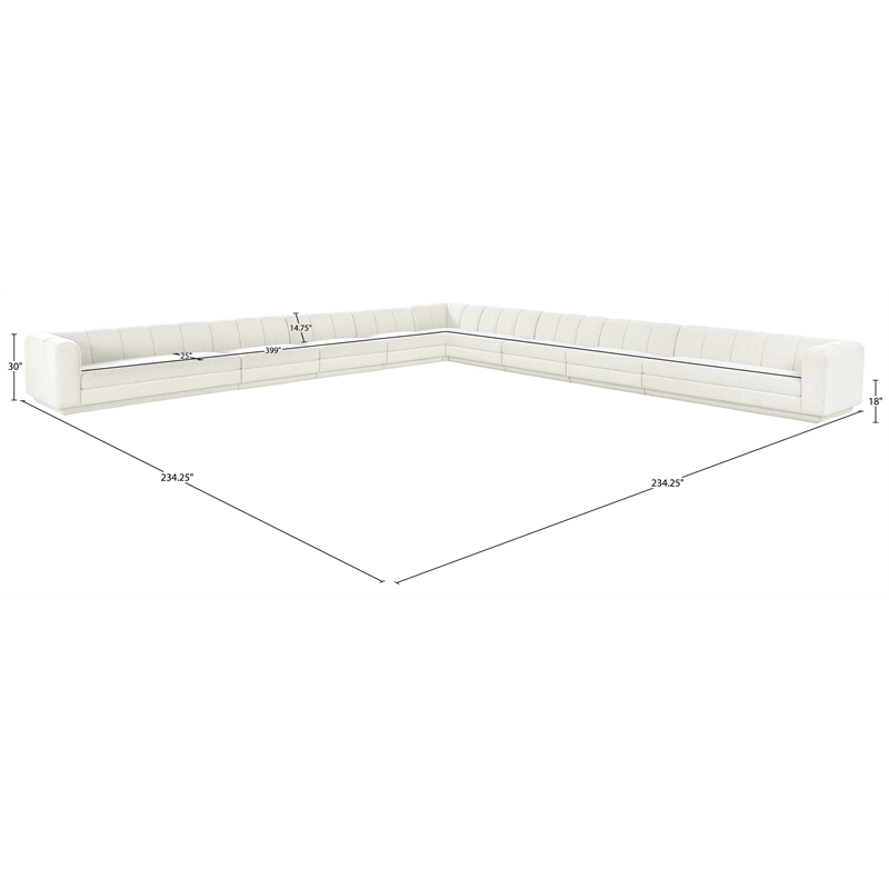 Meridian Furniture Modari Cream Fabric Upholstered 9pc. Modular Sectional