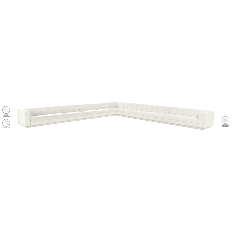 Meridian Furniture Modari Cream Fabric Upholstered 9pc. Modular Sectional