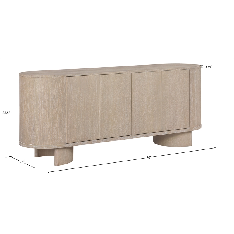 Meridian Furniture Caldra Natural Oak Veneer And Solid Wood Sideboard/Buffet