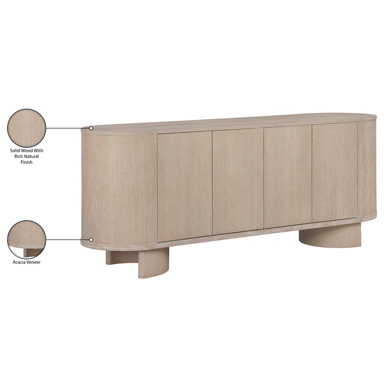 Meridian Furniture Caldra Natural Oak Veneer And Solid Wood Sideboard/Buffet