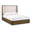 Meridian Furniture Tiberio Brown / Cream Linen Textured Fabric Queen Bed