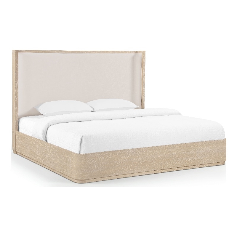 Meridian Furniture Tiberio Natural / Cream Linen Textured Fabric Queen Bed