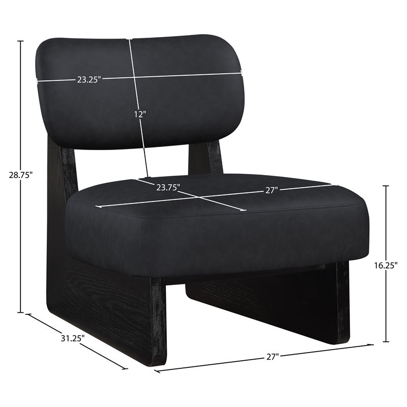 Meridian Furniture Vetra Black Vegan Leather Upholstered Accent Chair