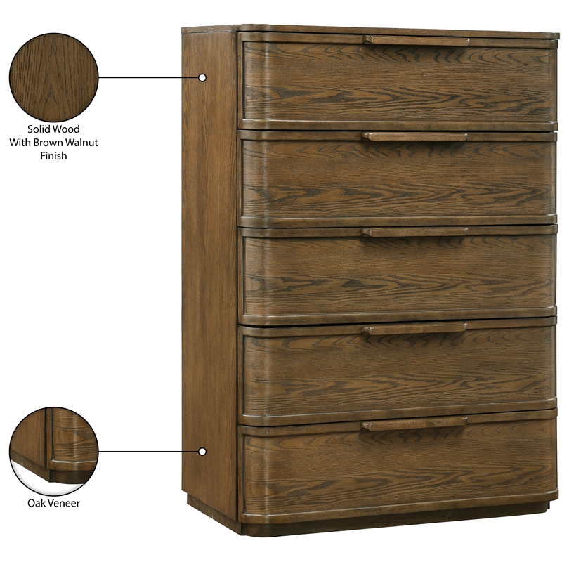 Meridian Furniture Tiberio Brown Oak Veneer And Solid Wood Chest