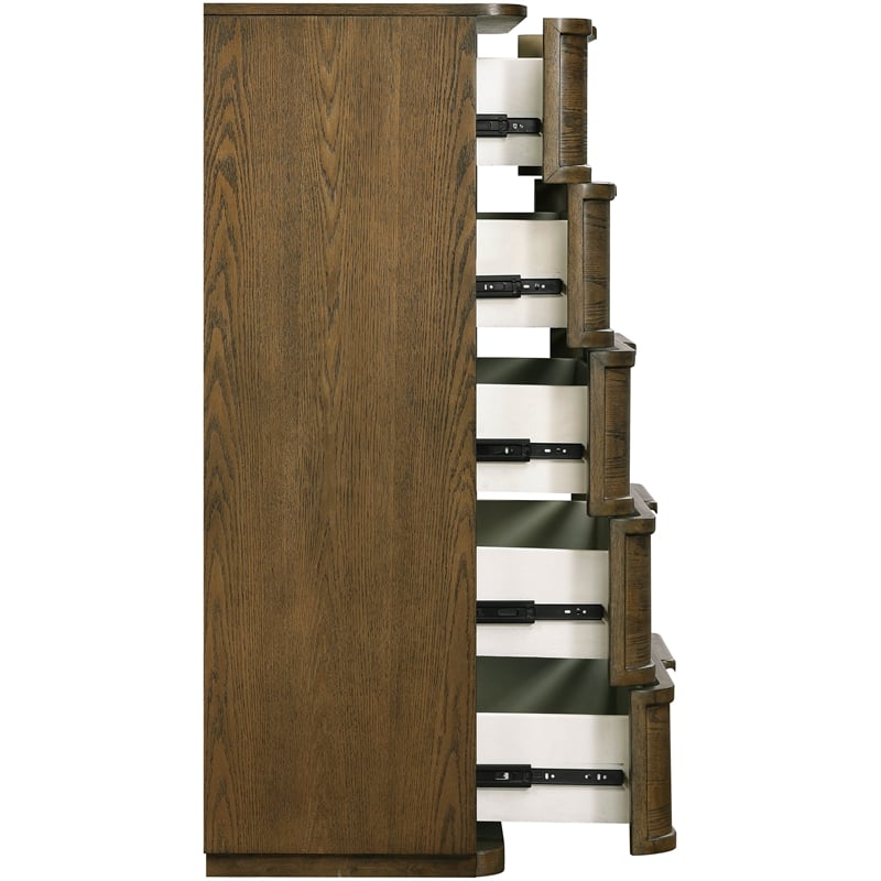 Meridian Furniture Tiberio Brown Oak Veneer And Solid Wood Chest