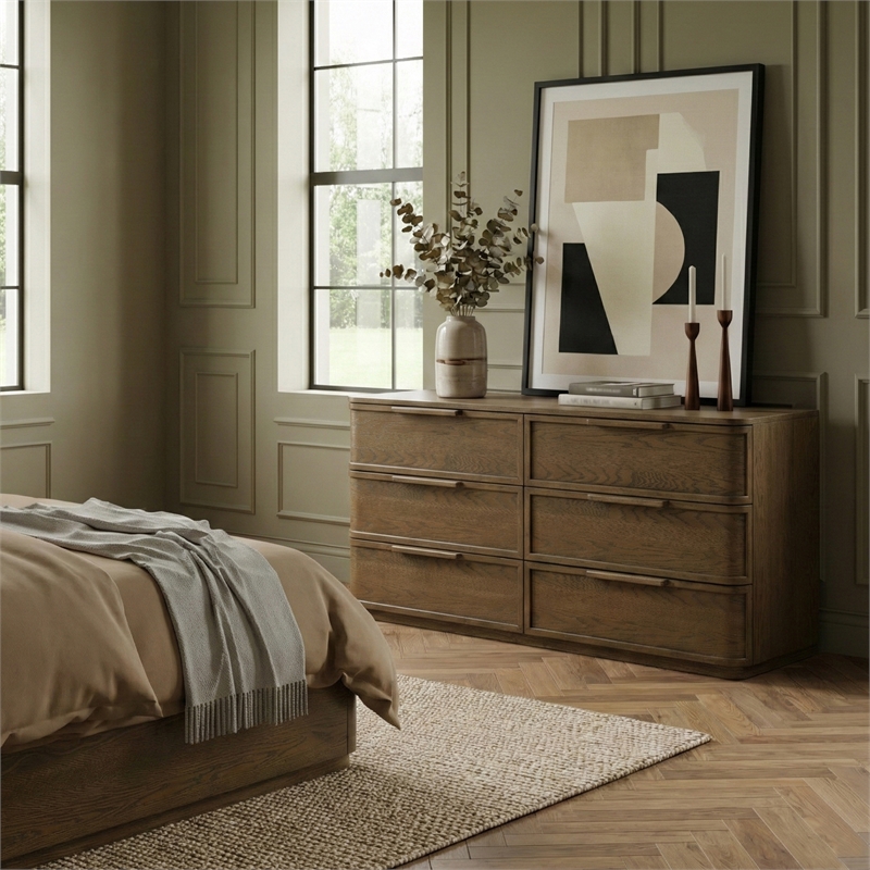 Meridian Furniture Tiberio Brown Oak Veneer And Solid Wood Dresser