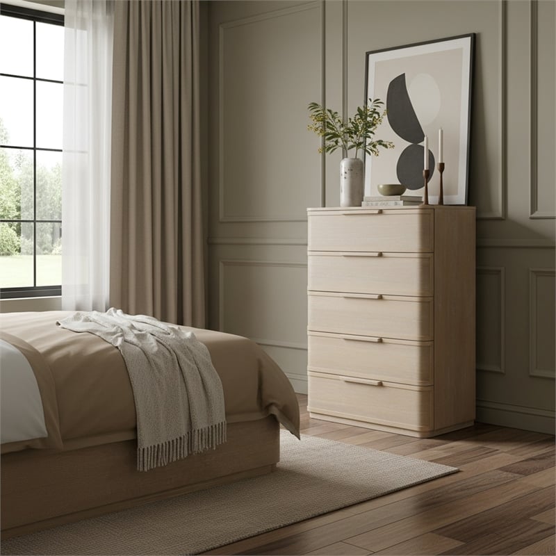 Meridian Furniture Tiberio Natural Oak Veneer And Solid Wood Chest